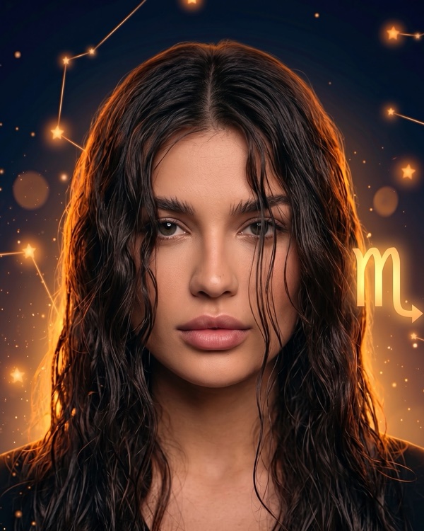 BEARWOLF (Валерия Василевская) — портрет с глифом Скорпиона для фан-превью эпизода шоу «Натальная карта» с разбором натальной карты певицы (Скорпион, Луна на границе Стрельца и Козерога)
