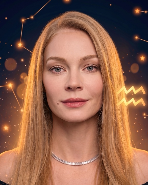 Светлана Ходченкова — портрет с глифом Водолея для фан-превью эпизода шоу «Натальная карта» с разбором натальной карты актрисы театра и кино («Благословите женщину», «Шпион, выйди вон!», «Анна К») — Водолей, Луна в Овне