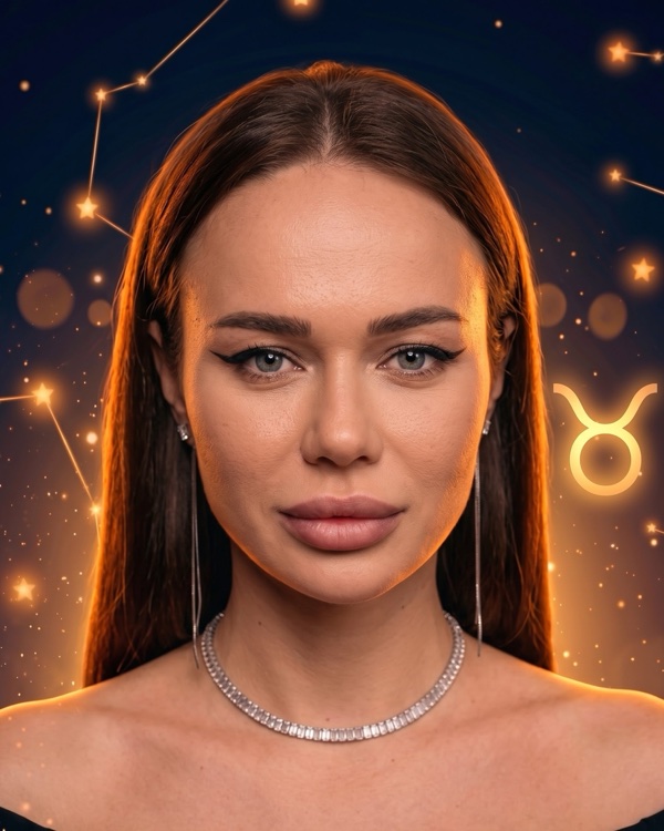 Яна Кошкина — портрет для фан-превью эпизода шоу «Натальная карта» с разбором натальной карты актрисы, модели и телеведущей (Телец, Луна в Рыбах)