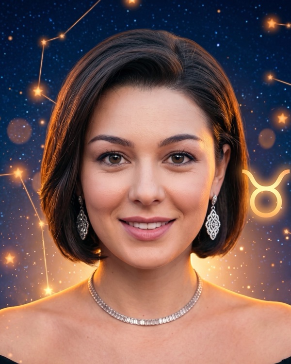 Марина Кравец — портрет с глифом Тельца для фан-превью эпизода шоу «Натальная карта» с разбором натальной карты резидентки Comedy Club, телеведущей и певицы (Телец, Луна в Козероге)