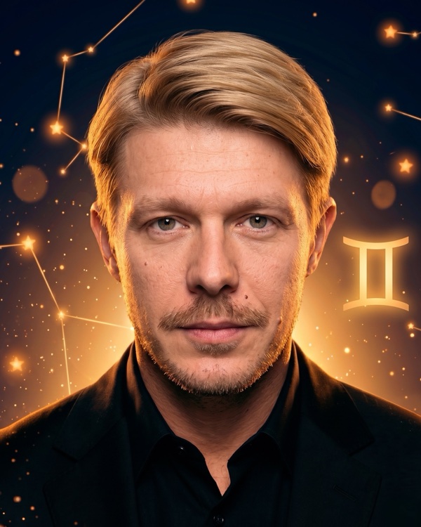 Никита Ефремов — портрет для фан-превью эпизода шоу «Натальная карта» с разбором натальной карты актёра (Близнецы, Луна в Скорпионе, ретроградная Венера в последнем градусе Близнецов)