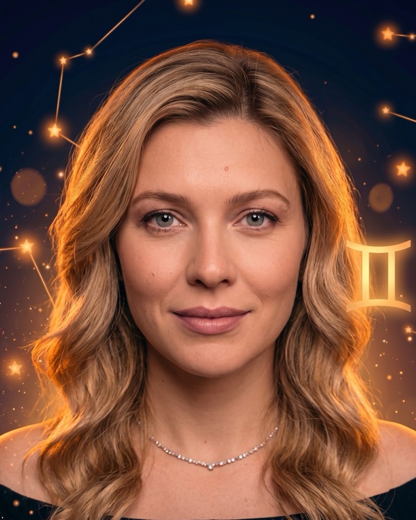 Ирина Пегова — портрет с глифом Близнецов для фан-превью эпизода шоу «Натальная карта» с разбором натальной карты народной артистки России (Близнецы, Луна в Скорпионе)